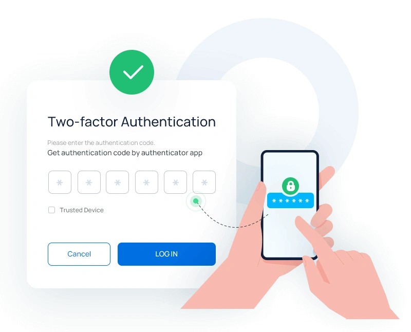 Facebook 2FA settings page on a smartphone showing login security options