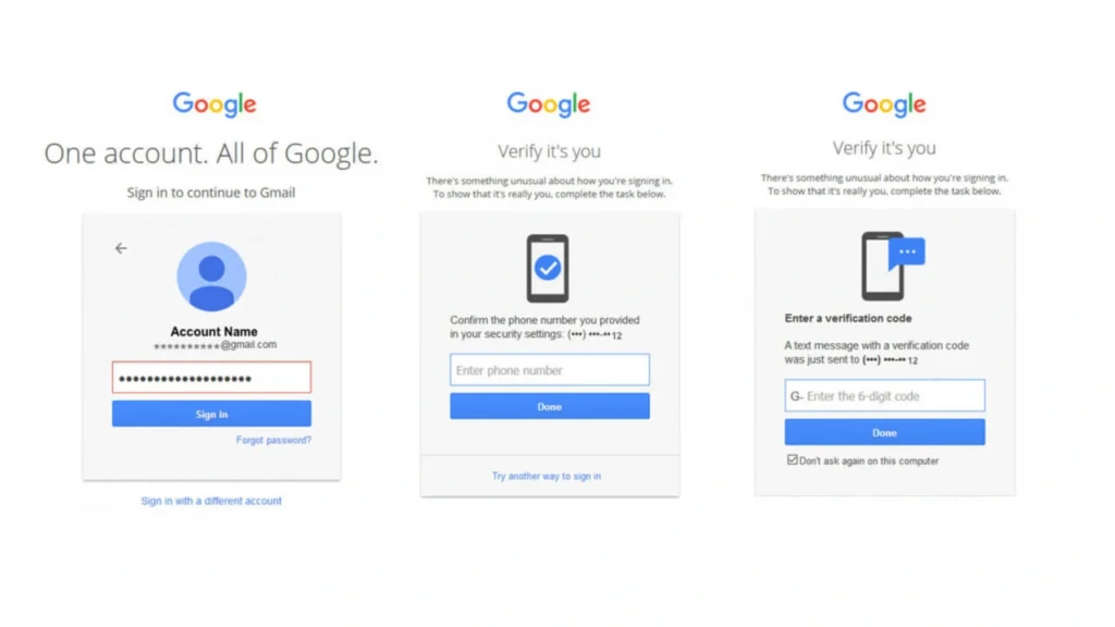 Google 2FA app showing a six-digit verification code for account login