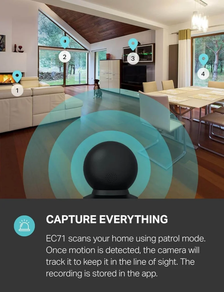 Kasa EC71 Smart Indoor Pan-Tilt Security Camera in Black