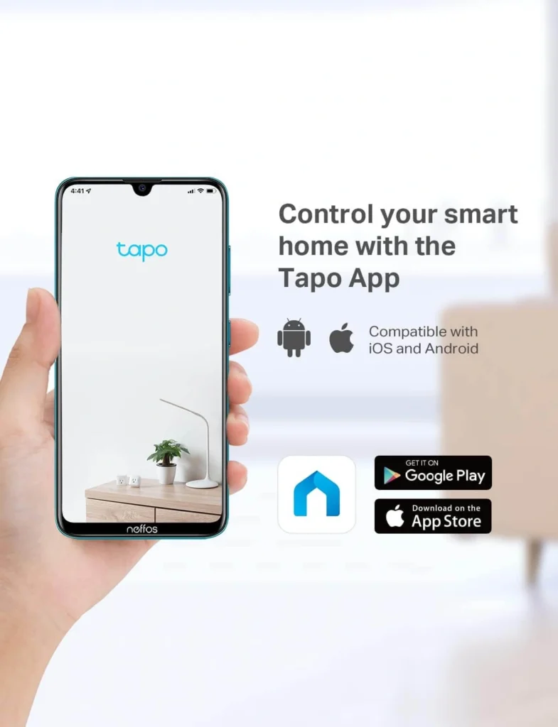 Tapo TP-Link C100 security camera connected to smartphone app for live monitoring