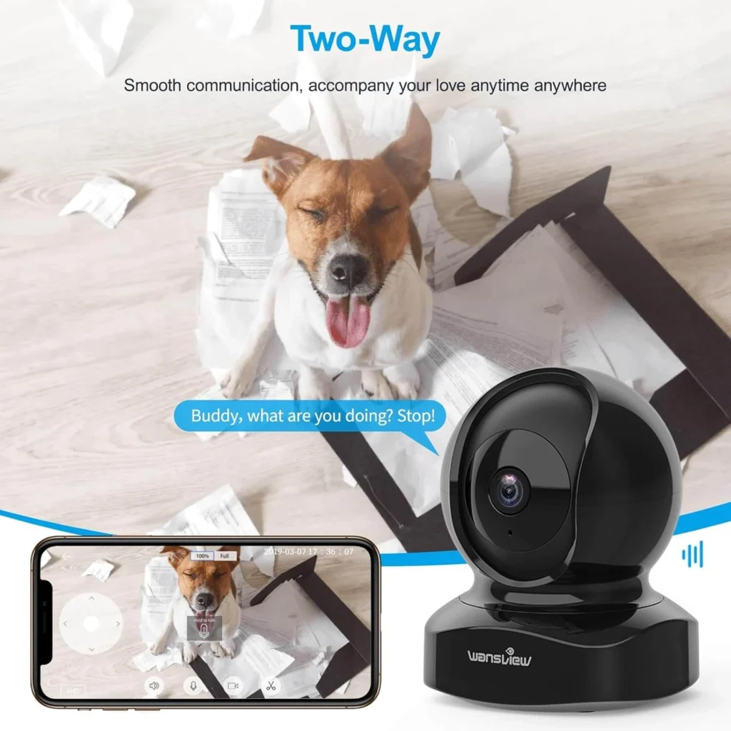 Wansview Indoor Security Camera, 360° WiFi home camera with TF card slot, night vision, 2-way audio, Alexa compatible